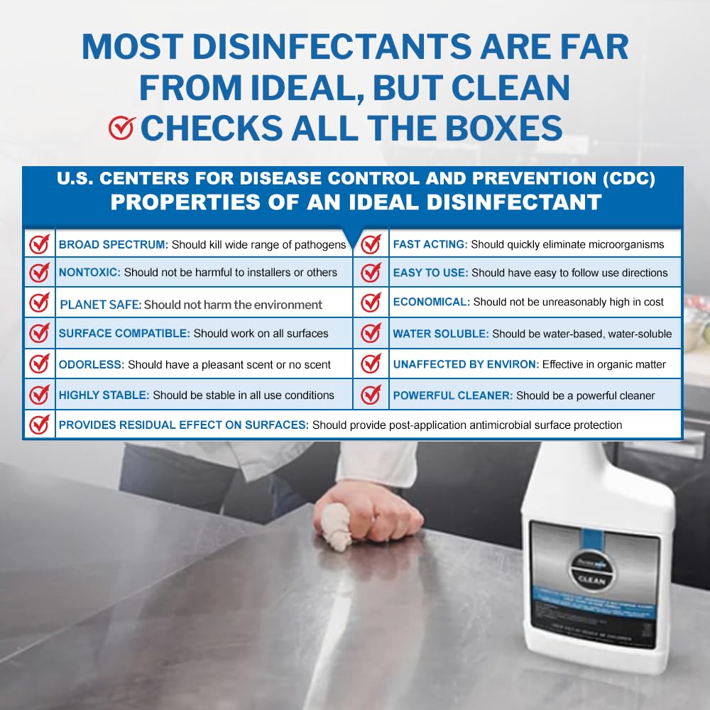 PermaSafe CLEAN 1-Step Disinfectant, Deodorizer & All-Purpose Cleaner; Soft, Hard & Food Surface Sanitizer; Kills 99.9% of Bacteria, Viruses, Molds - Child, Pet, Planet & All Surface Safe (32oz)