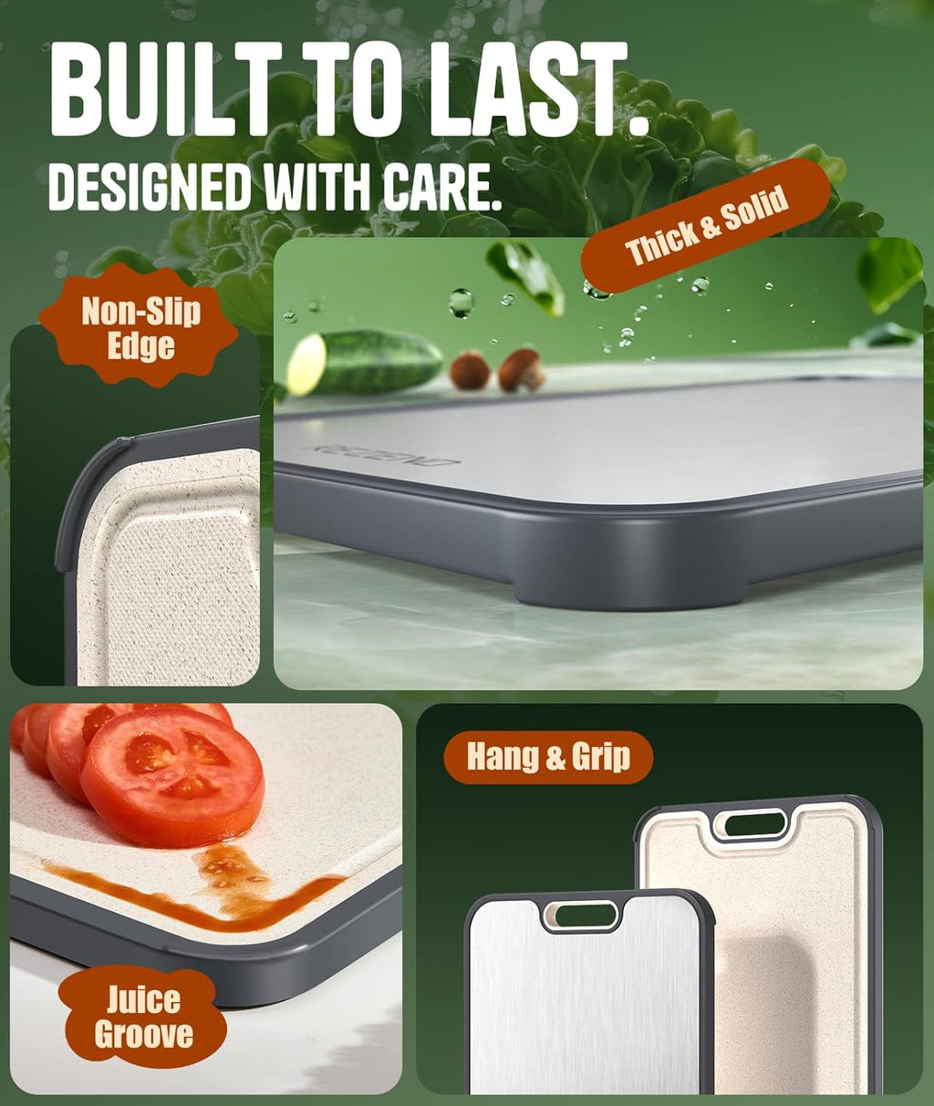 **Titanium Cutting Board Set - Non-Toxic Dual-Sided Design for Hygienic Food Prep | Extra Large (M/L/XL)**