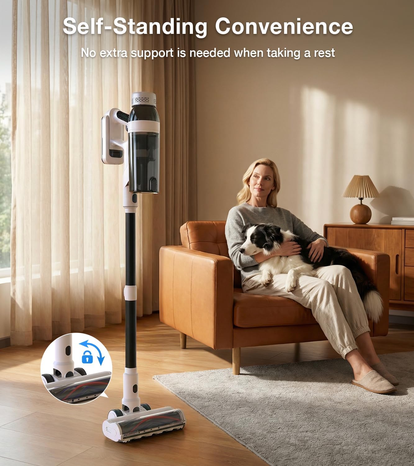 Skiennix Cordless Vacuum Cleaner - 15-in-1 Lightweight Stick Vacuum with LED Light & Anti-Tangle | 55 Minutes Runtime for Home Use