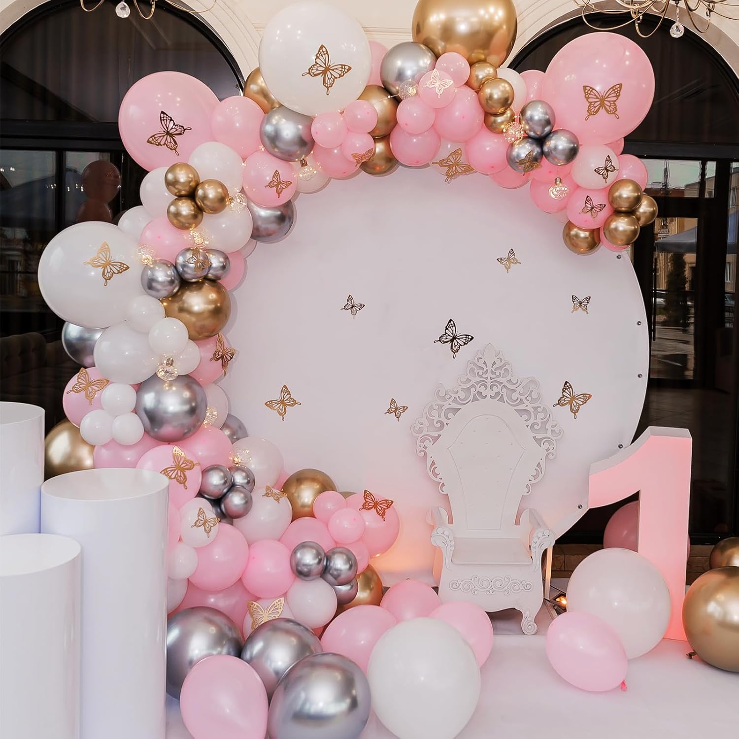 RUBFAC Baby Pink Balloons - 135pcs in Various Sizes for Garland & Arch | Perfect for Weddings, Birthdays & Baby Showers