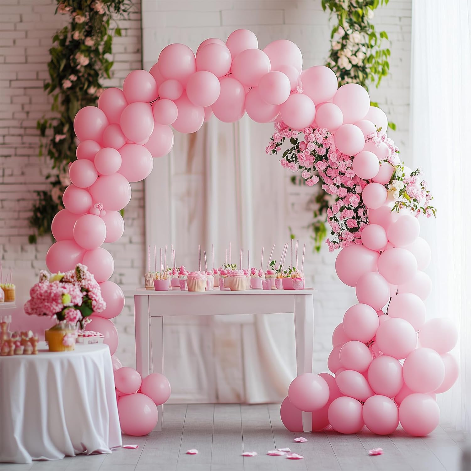 RUBFAC Baby Pink Balloons - 135pcs in Various Sizes for Garland & Arch | Perfect for Weddings, Birthdays & Baby Showers