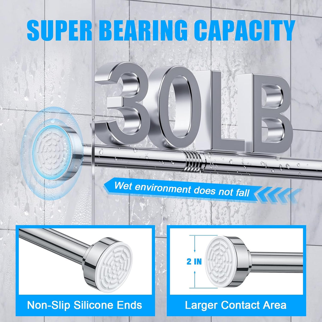 TEECK Adjustable Shower Curtain Rod - 32-80 Inch Anti-Slip, Rust-Free Design | Easy No-Drill Installation