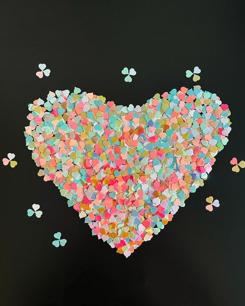 Iridescent Heart Confetti, Multicolor Valentines Day Table Scatter Sequins Heart Scatter for Wedding Bridal Shower Birthday Party