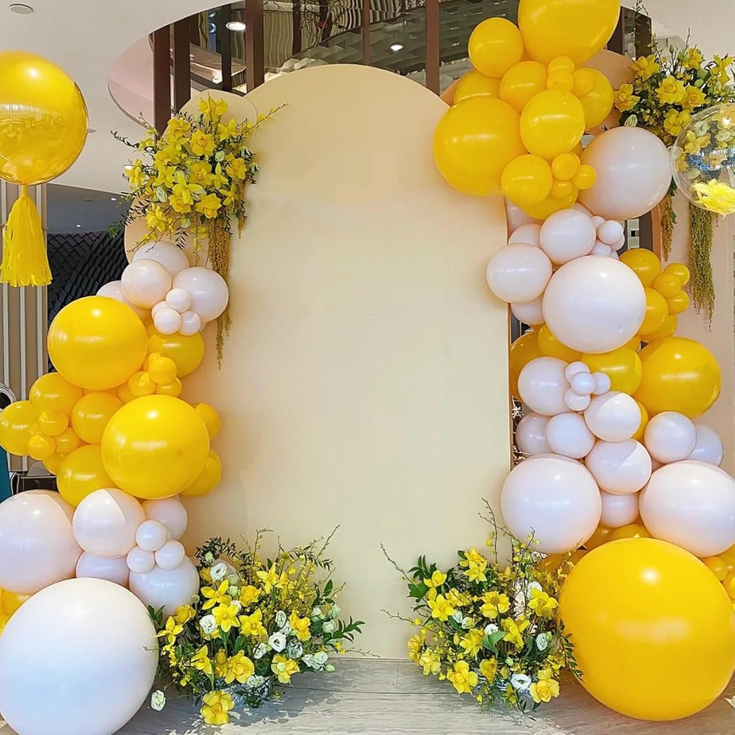 Voircoloria Mustard Yellow Balloon Garland Kit - 130pcs Latex Balloons in Various Sizes for Parties