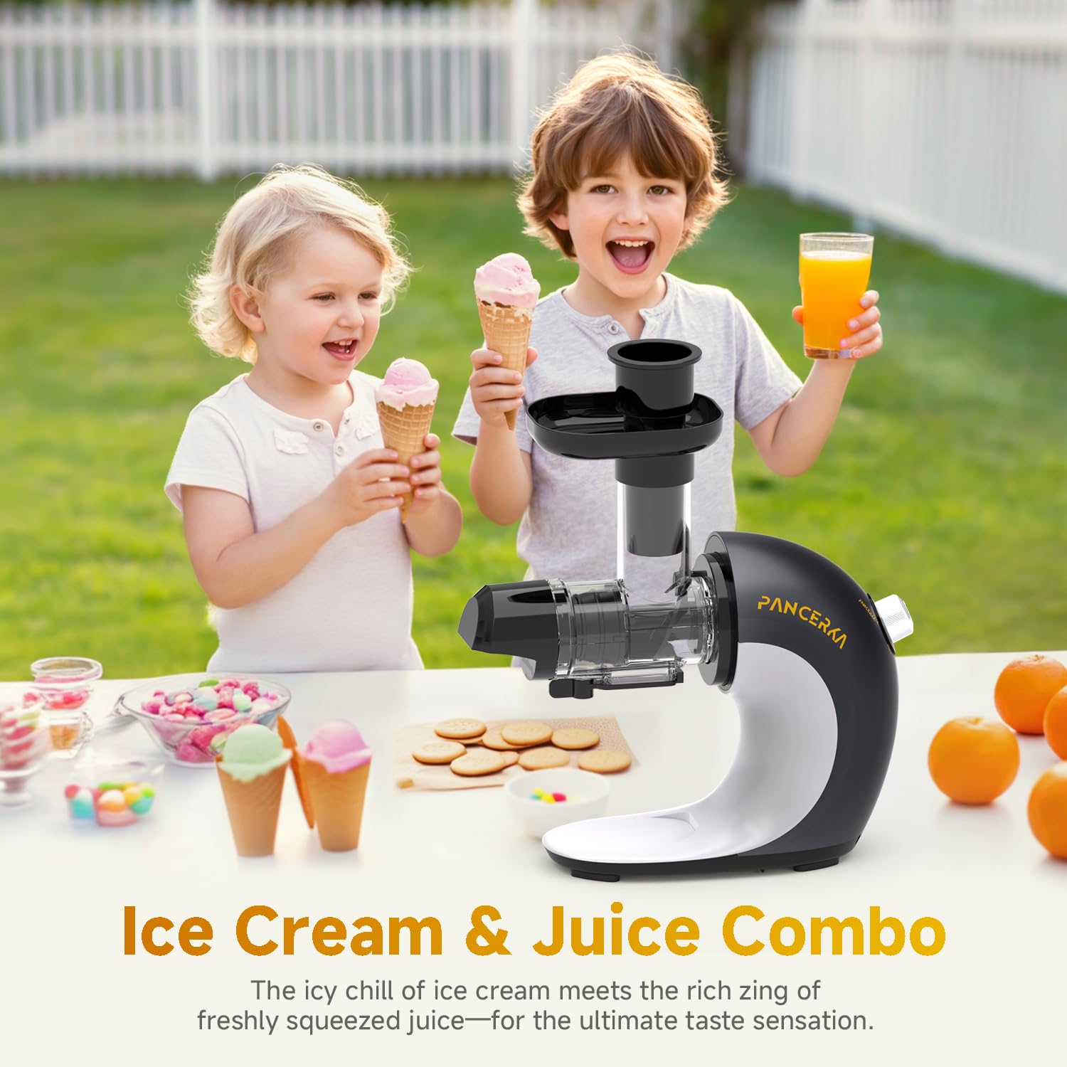 Frozen Fruit Sorbet Maker - Soft Ice Cream Maker for Healthy Vegetarian and Dairy Free Snacks, Easy to Clean