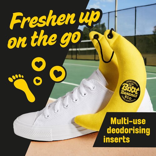 Boot Bananas Eco Travel Deodorisers | Light Weight, Sustainable, Reusable Sports Shoe & Glove Deodorizer Odour Neutralizer & Air Purifier | Eco-Conscious | Lasts up to 12 Months | 1 Pair