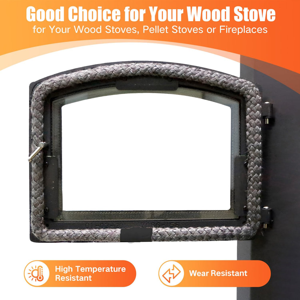 Protalwell Wood Stove Door Gasket, 3/4" Wood Stove Gasket Rope, Heat Resistance Fiberglass Gasket Replacement for Wood Stoves and Fireplaces, Grey Color, 72" Long
