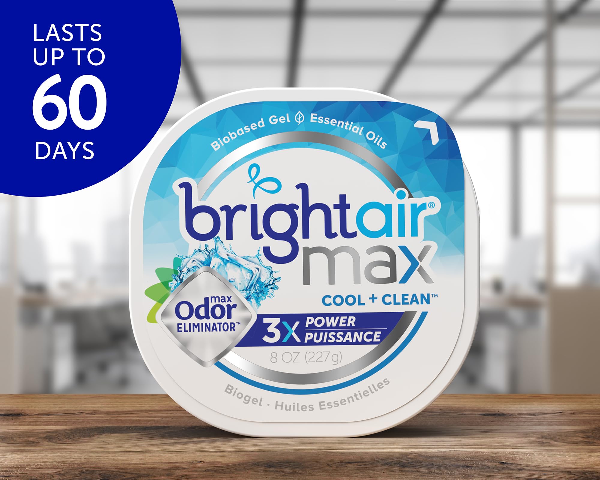 Bright Air Max Odor Eliminator Gel, Biobased Air Freshener, Cruelty Free, Cool and Clean Scent, 8 Oz Each, 6 Pack