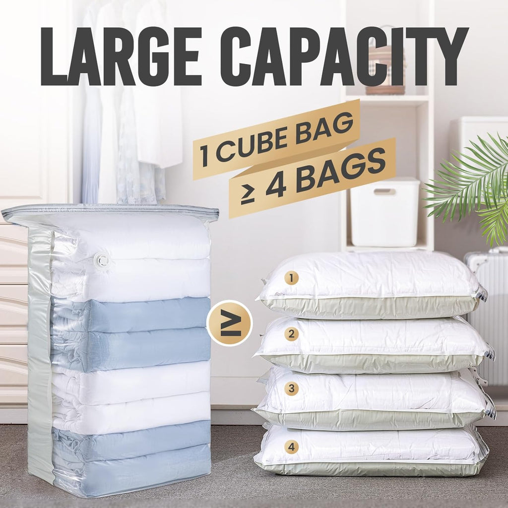 TAILI Jumbo Vacuum Storage Bags - Extra Large Seal Bags for Clothing & Bedding | 31x40x15 Inch, Cream - 4 Pack