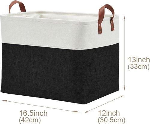 DECOMOMO Extra Large Fabric Storage Baskets - Stylish Organizing Bins with Handles | Black & White, Set of 3