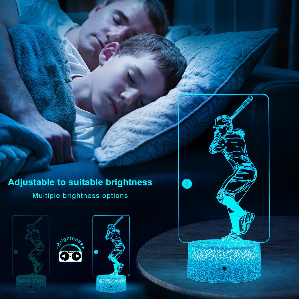 FlyonSea Baseball Light,Baseball Gifts Bedside Lamp 7 Colors Change + Remote Control with Timer Kids Night Light Optical Illusion Lamps for Boys Gift Ideas for Boys or Kids