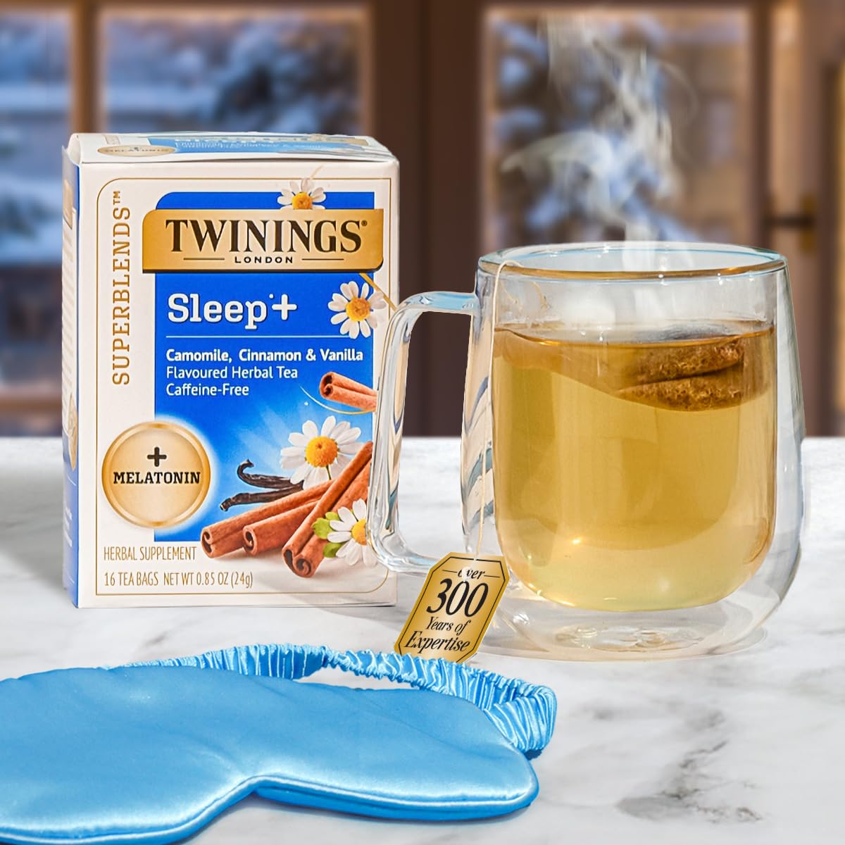 Twinings Superblends Sleep+ Herbal Tea - 1mg Melatonin, Chamomile & Vanilla, Caffeine-Free | 96 Tea Bags