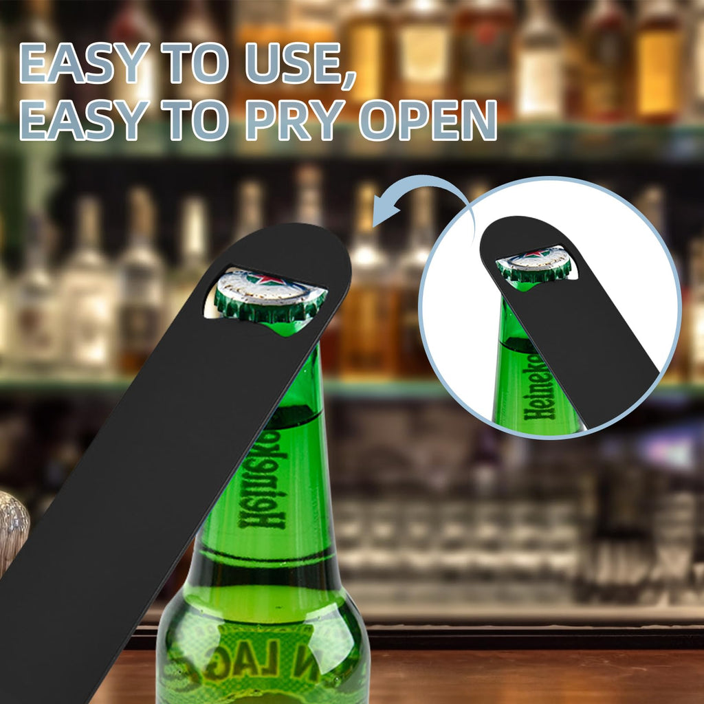 Yugada 50 Pack Flat Beer Bottle Opener 7 inch Stainless Steel Flat Bottle Opener Beer Bottle Openers for Bartender Kitchen Bar Restaurant (Black)