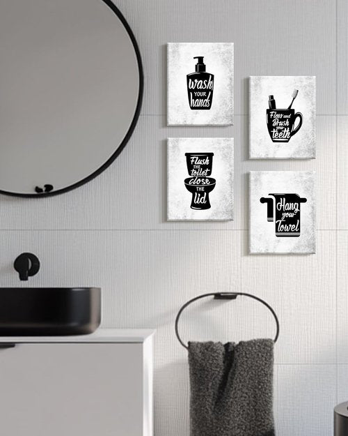 Drsoum Framed Bathroom Wall Art - Funny Toilet Quotes Decor | Set of 4 Pictures, 8x10 Inch