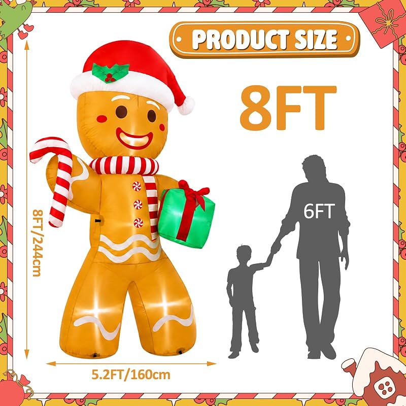 OurWarm 8FT Gingerbread Christmas Inflatable for Outdoor Yard — Variation: 8FT Gingerbread
