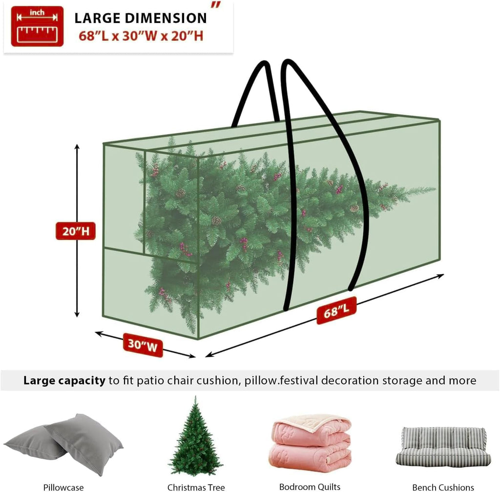 Skiennix Extra Large Christmas Tree Storage Bag - Waterproof & Heavy-Duty | Fits 9-12 Ft Trees, 68" L x 20" H x 30" W
