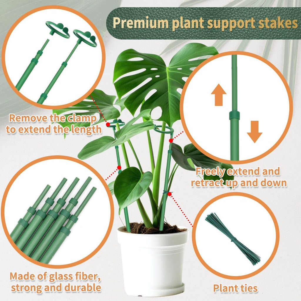 **Telescoping Plant Stakes by [Brand Name] - Adjustable 17.9" to 42.3" Support for Monstera, Orchids & Vines**