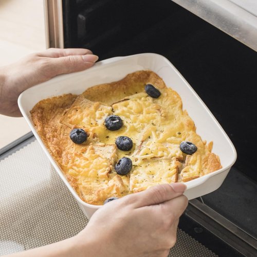 HOMBENE White Casserole Dish - 1.2 QT Ceramic Lasagna Pan for Oven & Microwave | Perfect for Dinner Parties (5.9" x 10.2")
