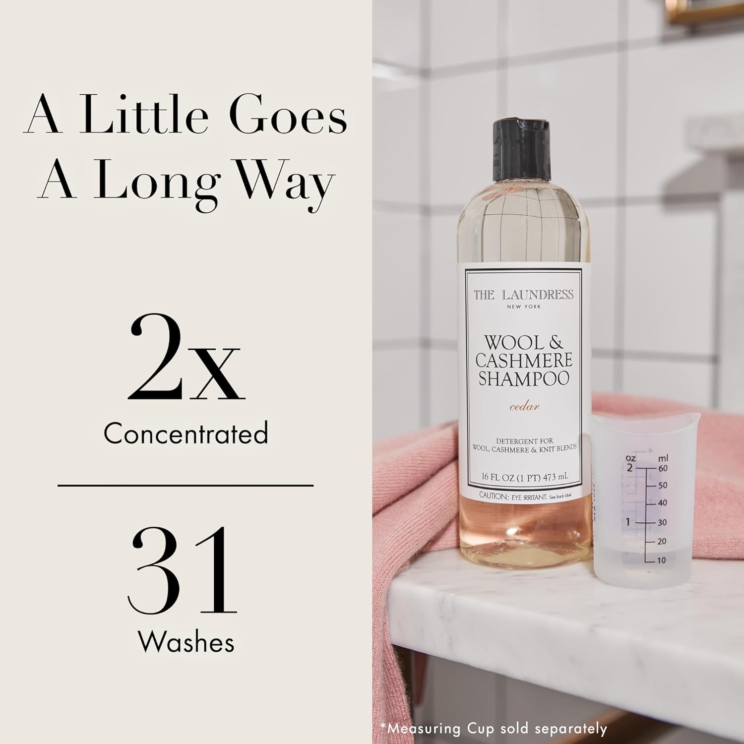 The Laundress Wool & Cashmere Shampoo - Concentrated Liquid Detergent for Delicate Fabrics | Cedar Scent, 31 Loads