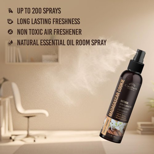 Non-Toxic Odor Eliminator, Natural Vanilla & Cinnamon Air Freshener Spray for Home, Room, Closet & Couch Deodorizer, Long Lasting Bathroom & Toilet Freshener, Safe for Kids & Pets, 2PK - 4 Oz each