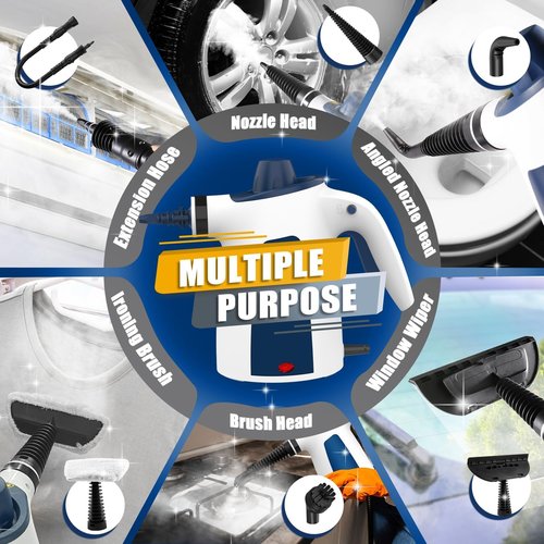Powerful High-Pressure Steam Cleaner for Home, One-Touch Handheld Steam Cleaner with Safety Lock,9PCS Attachments, 350ML Steamer for Deep Cleaning Tile, Grout, Windows, Shower, Car, bathrooms,Kitchens