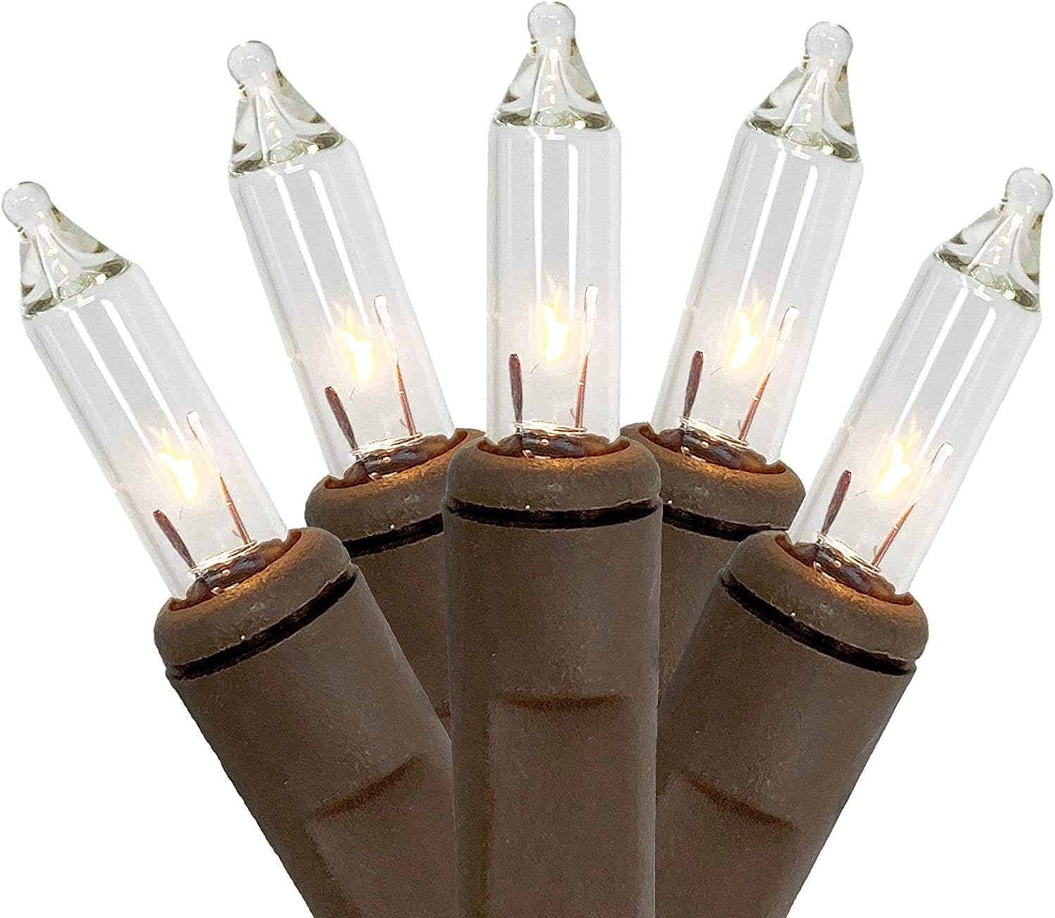 Holiday Pride 20 Clear White Mini Lights Brown Wire - Mini Craft Christmas Lights - Perfect for Wreaths and Small Trees - Incandescent - UL Listed - for Indoor Use - Static & Blinking Modes