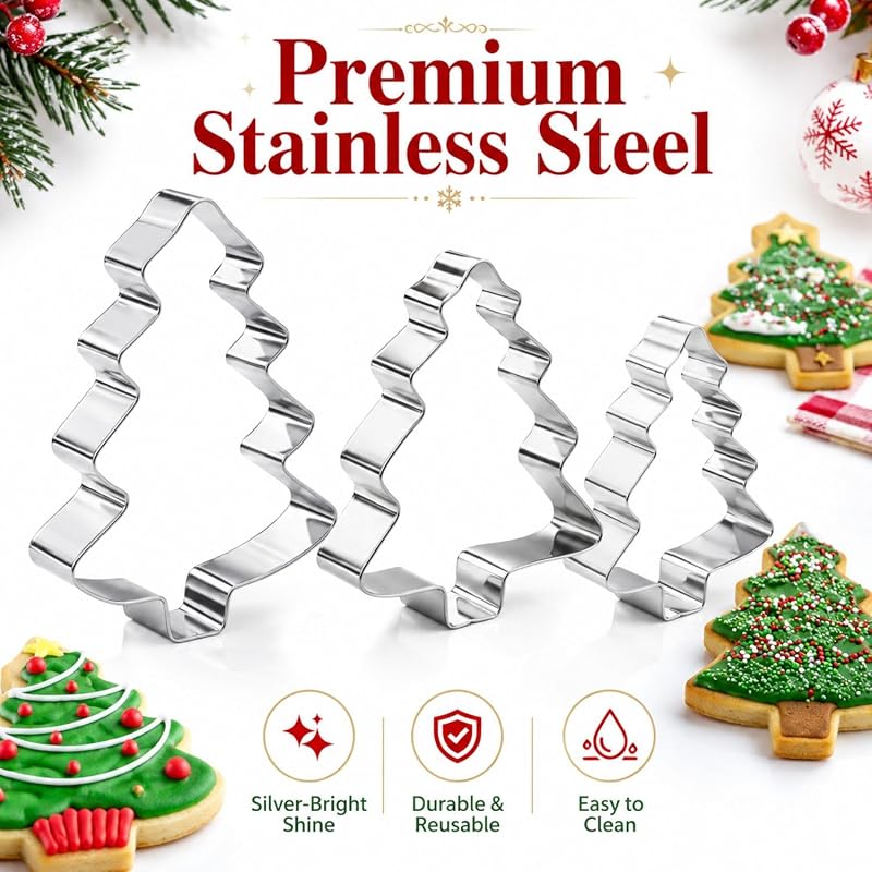 Christmas Tree Cookie Cutters Set, 9-Piece Stainless Steel Bakeware
