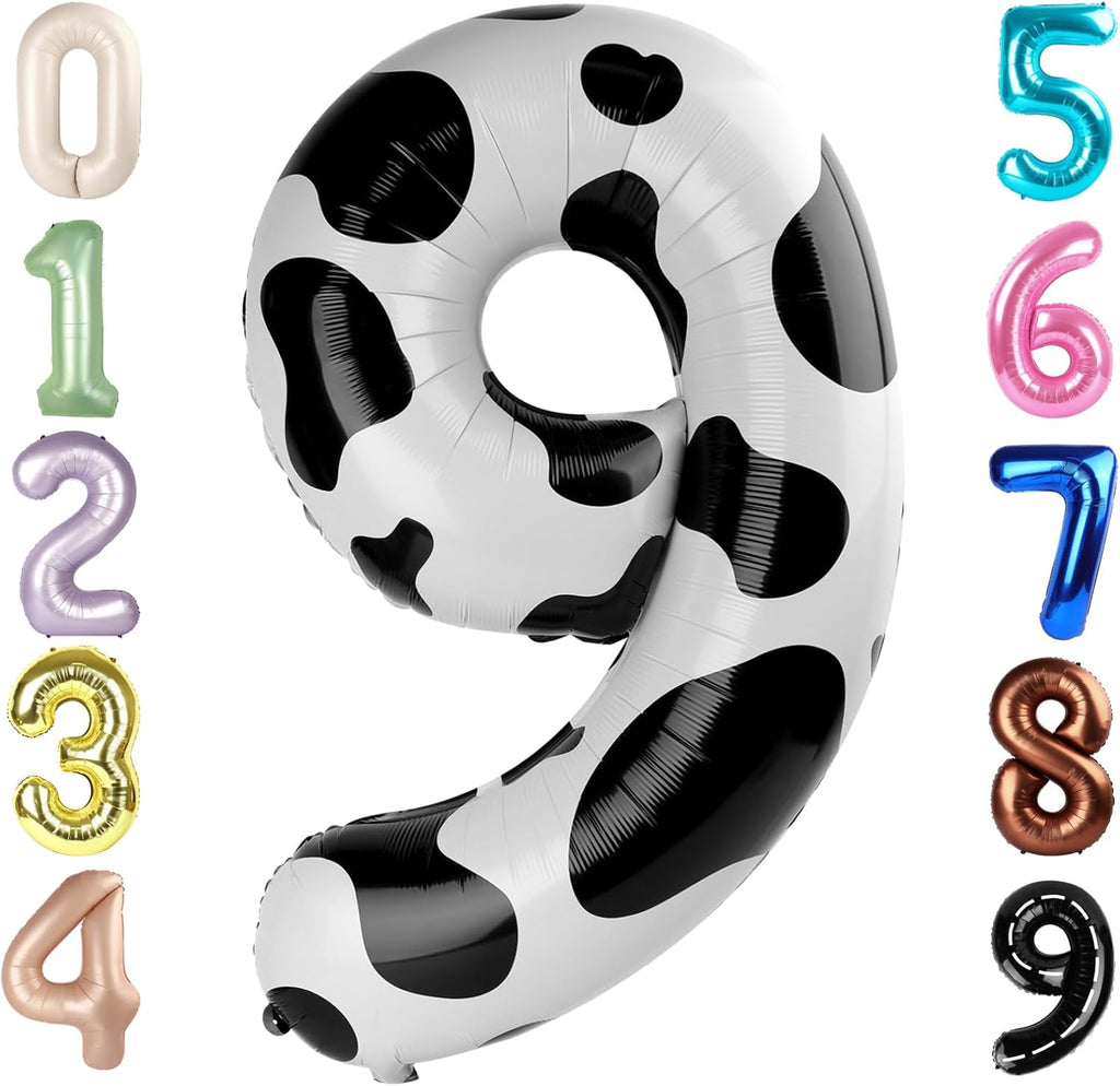40 Inch White & Black Number 9 Balloon - Perfect for Birthday Parties, Weddings & Graduations