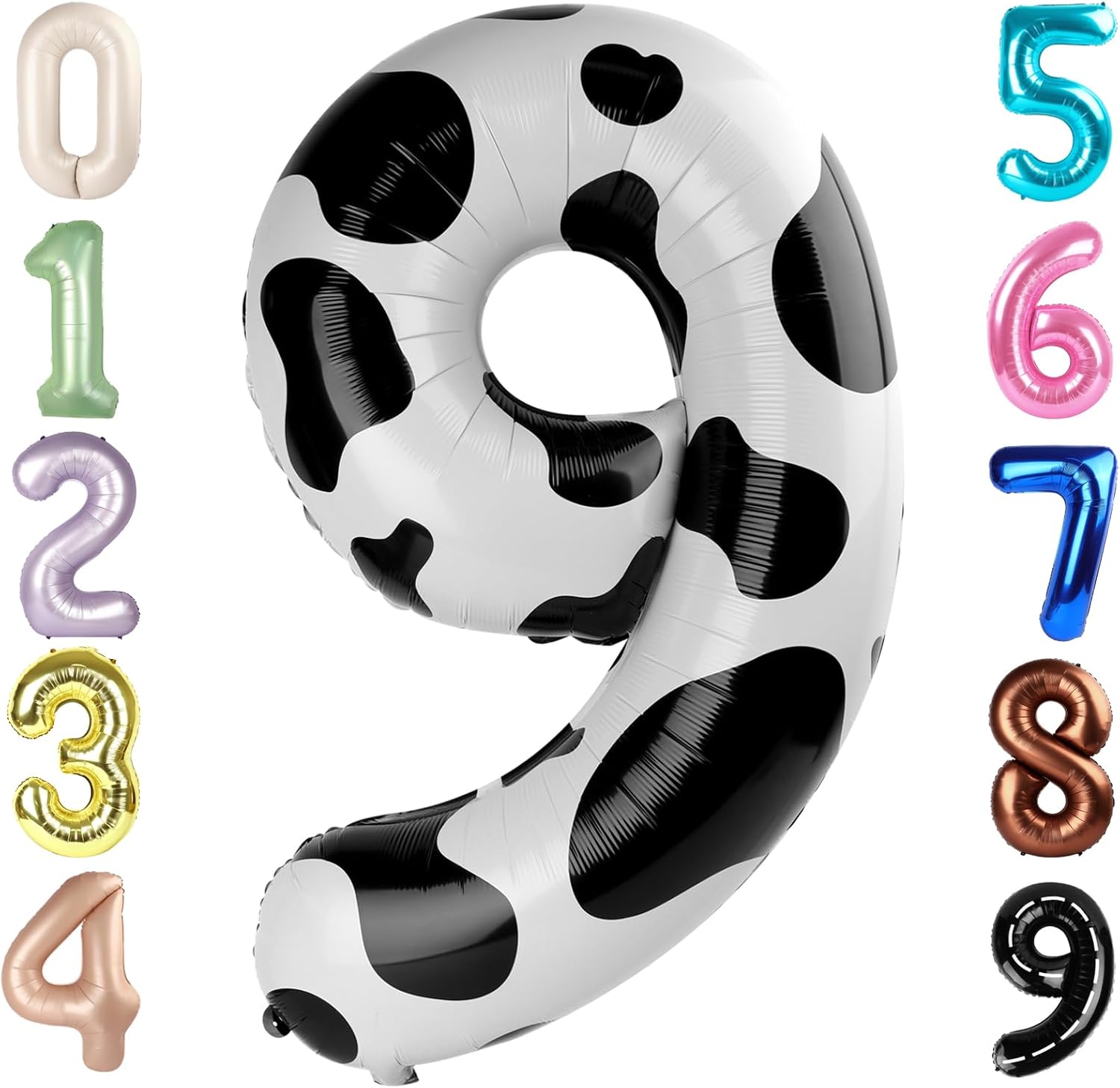 40 Inch White & Black Number 9 Balloon - Perfect for Birthday Parties, Weddings & Graduations