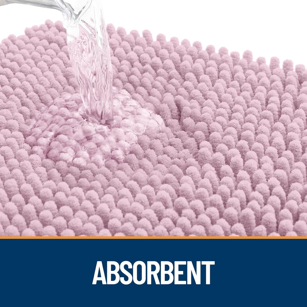 OLANLY Dog Door Mat - Absorbent Non-Slip Chenille Doormat for Muddy Paws | 44x24, Dusty Rose