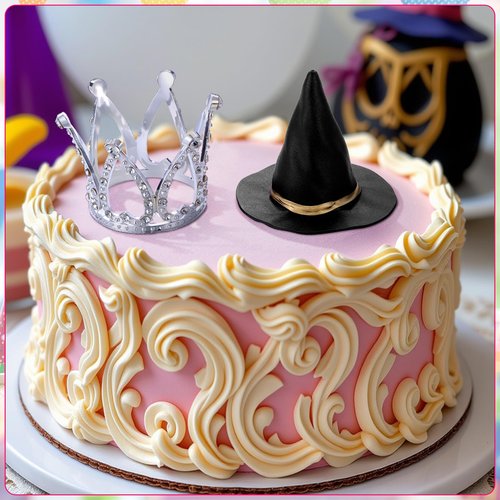 Burbell 2 Pack Witch Hat and Crown Cake Topper, Mini Wizard Hats Crown Cupcake Decorations for Birthday Party Supplies(Classic Style)