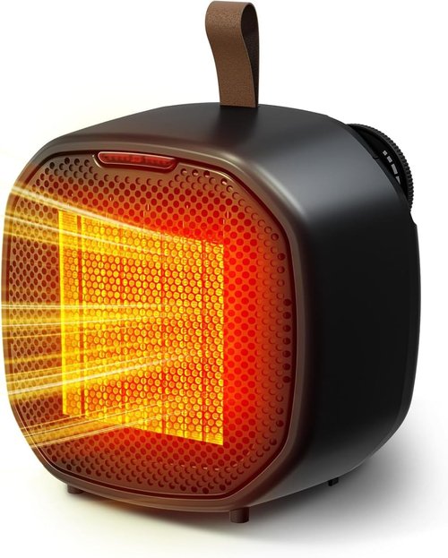 Electactic Portable Ceramic Space Heater - 1500W Indoor Heater with Thermostat & Safety Features | Black, Heats 200 Sq Ft