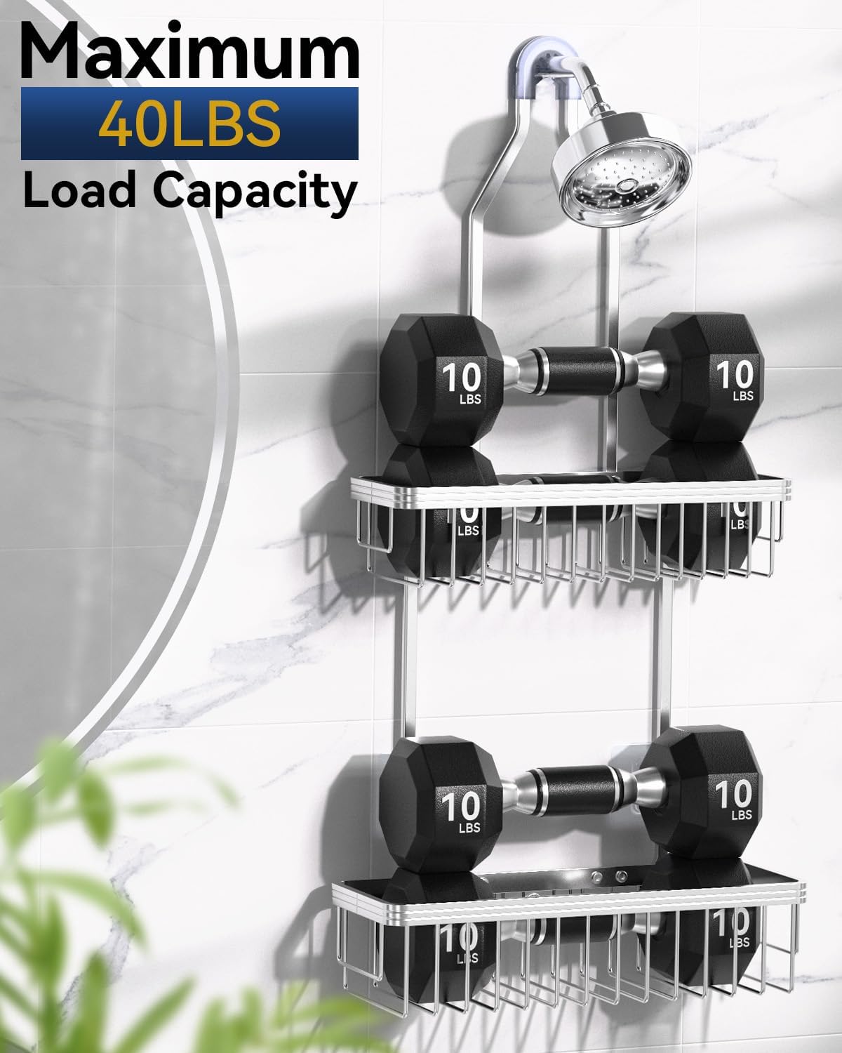 YASONIC 2-Tier Shower Caddy - Versatile Hanging Storage & 3-Pack Corner Organizer Set