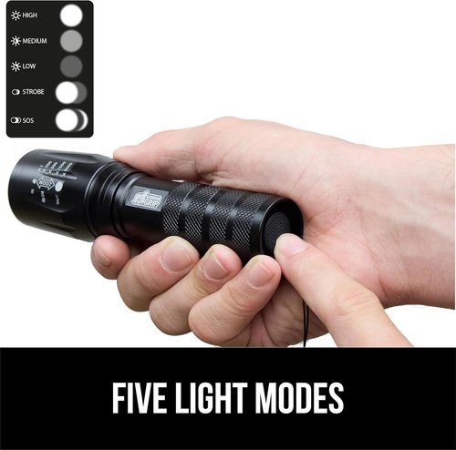 GORILLA GRIP LED Tactical Flashlight - 750 FT High Lumens, 5 Adjustable Modes, Water Resistant | 2 Pack Black