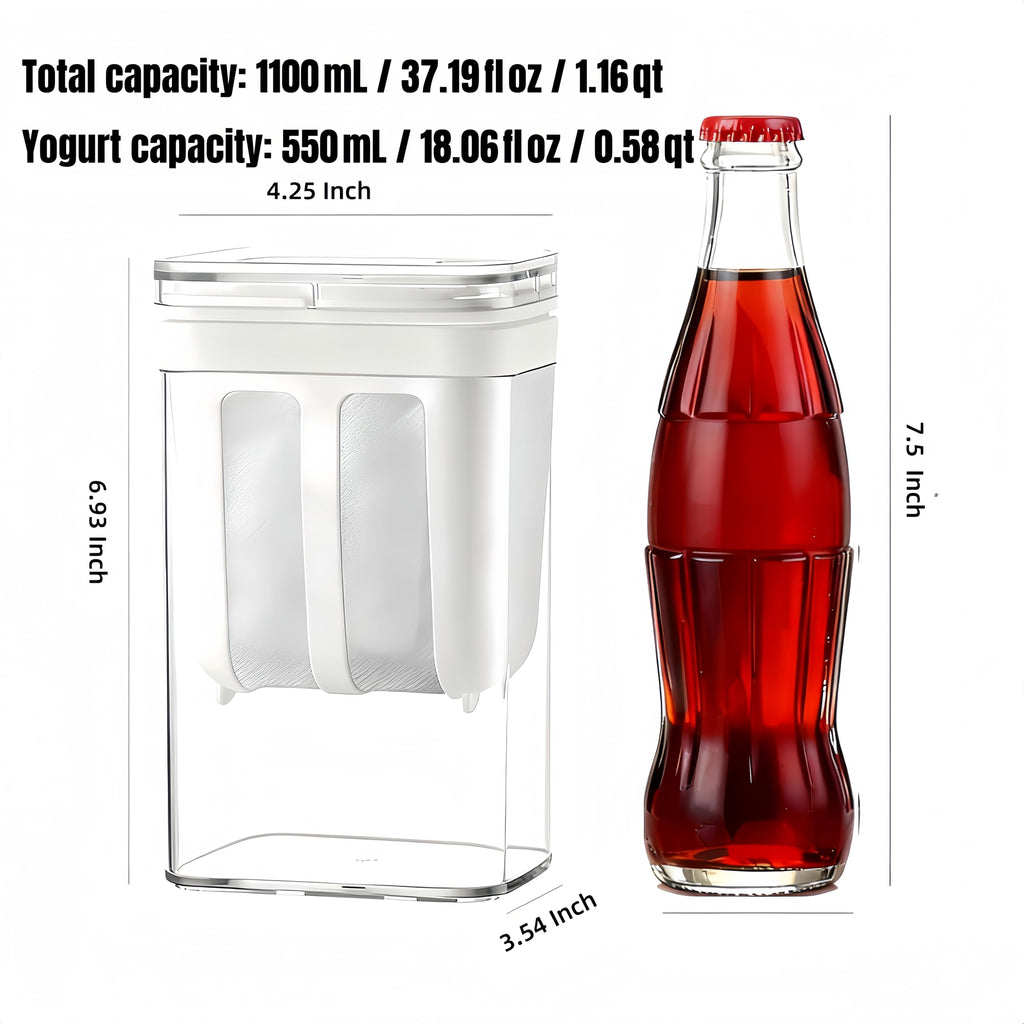 Yogurt Strainer—[1.16QT/0.29GAL] Total & [0.55QT/0.1375GAL] Filter, Greek Yogurt Strainer Yogurt Press, BPA-Free PP Strainer for Whey Separation & Greek Yogurt Maker(Total1.16QT)