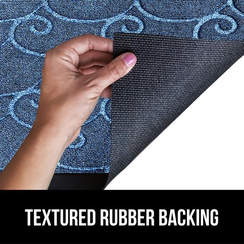 GORILLA GRIP Waterproof All-Season WeatherMAX Doormat - 72x24, Stain & Fade Resistant, Ocean Blue Waves