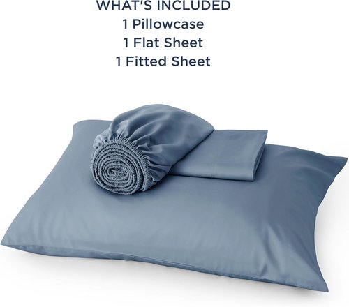 Bedsure Cooling Twin XL Sheets - Breathable Rayon from Bamboo, Soft & Silky, Deep Pocket Up to 16 Inches, Dusty Blue