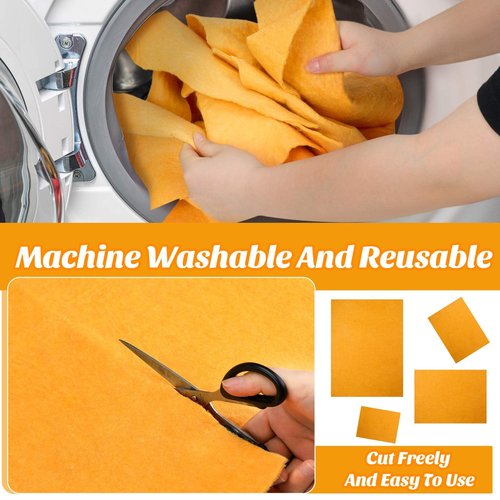 SEEWEY 10 Pack Shammy Cloths Absorbent Cleaning Towels for Car Drying German Shammy Cloths Bulk Machine Washable Reusable Multi Purpose Orange Chamois Towels Anti Scratch for Home Cars Pet Wash