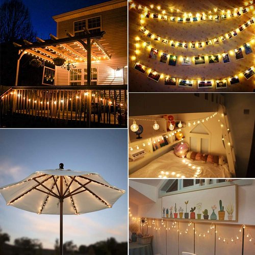 WFGGEH Globe String Lights, 10ft 20 LED USB Powered Globe Crystal Ball Fairy String Lights Warm White for Birthday Party Wedding Christmas Home Decoration