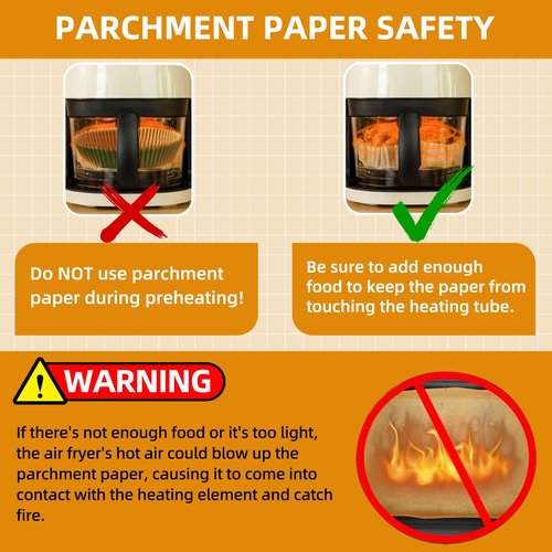 HONYAO Air Fryer Paper Liners for Dual Zone Airfryer, 200pcs Rectangle Disposable Inserts for Ninja Foodi DZ201 DZ401 DZ550 other 8-10 qt 2-Basket Air Fryers, Food Grade BPA Free (9'' x 6'' on Top)