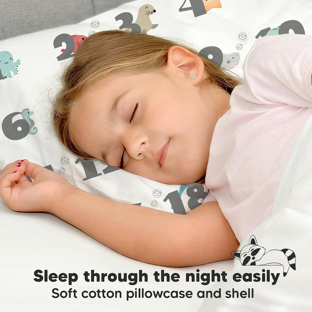 My Little Dreamy Toddler Pillow - Organic Cotton Travel Bed Pillow with Soft Pillowcase | 13x18 Inches, Machine Washable for Ages 2-5