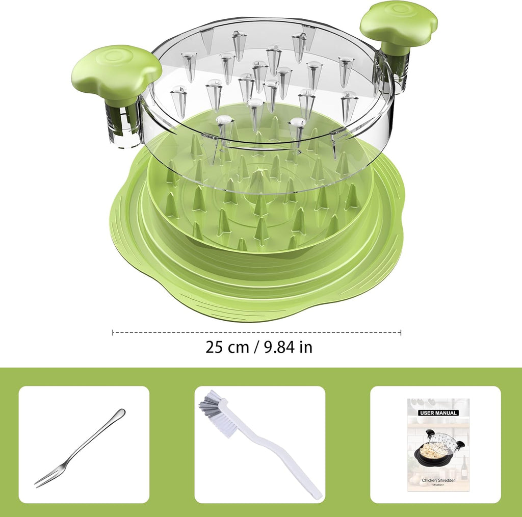 SURETIVIAN Chicken Shredder - Ergonomic Meat Shredder Tool with Brush & Fork | BPA Free, Anti-Slip Design, Matcha Color