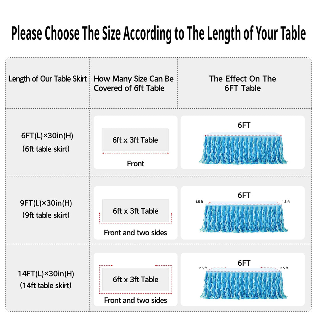 leegleri 14ft Tutu Table Skirt for 6/8ft Rectangle or Round Tables-Under The Sea Ocean Blue Baby Shark Themed Tutu Table Skirt for Baby Shower, Birthday Party,Gender Reveal
