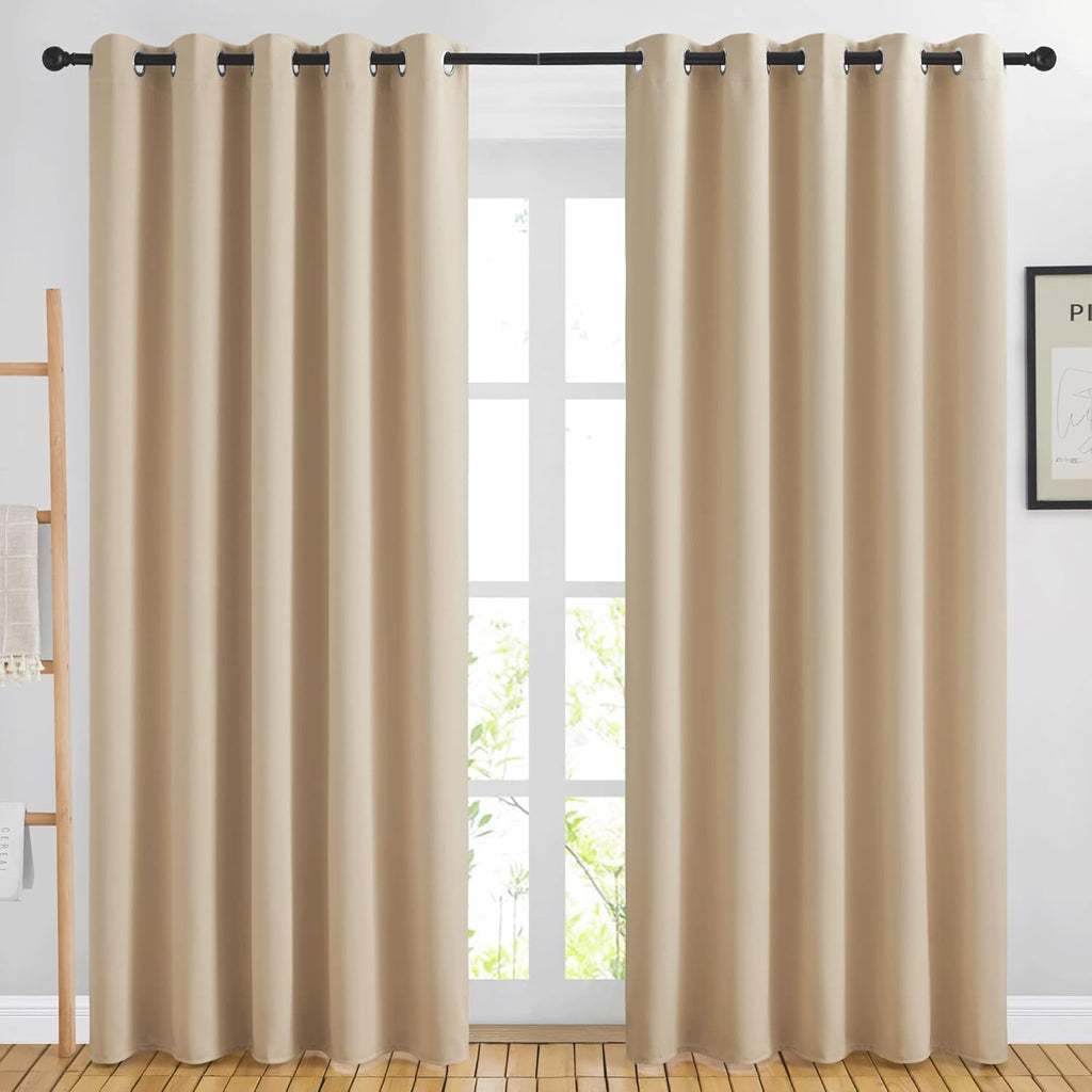 NICETOWN Blackout Curtains - Noise Reducing Thermal Insulated Drapes | 2 Panels, 66 x 80 Inch, Biscotti Beige