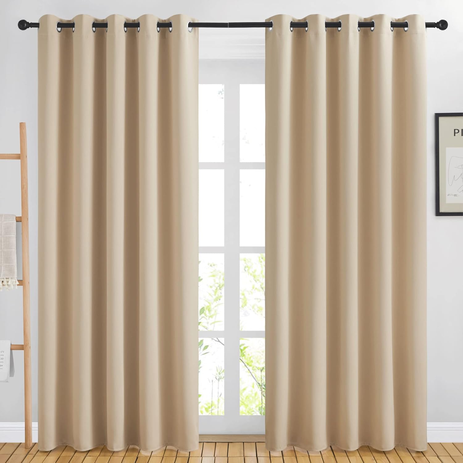 NICETOWN Blackout Curtains - Noise Reducing Thermal Insulated Drapes | 2 Panels, 66 x 80 Inch, Biscotti Beige
