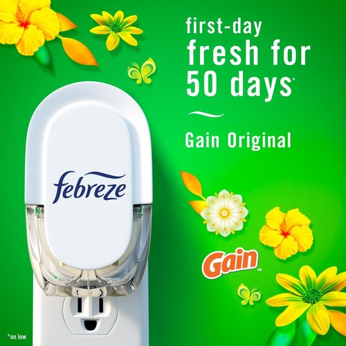 Febreze Plug-In Air Freshener Refill - Gain Original Scent, Long-Lasting Odor Control | 0.87oz, 3 Count
