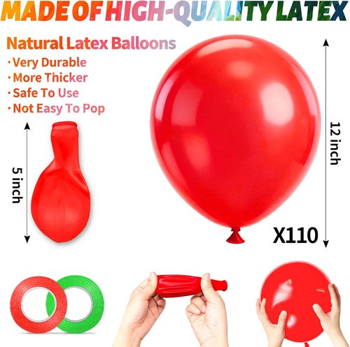 KUULBELA Rainbow Balloons - 110 Pack 12 Inch Assorted Helium Latex Balloons for Birthday & Wedding Parties