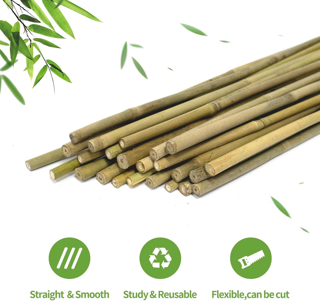 Bamboo Plant Stakes by [Brand Name] - 4FT Natural Bamboo Garden Stakes | 25Pcs for Tomatoes, Beans & Climbing Plants