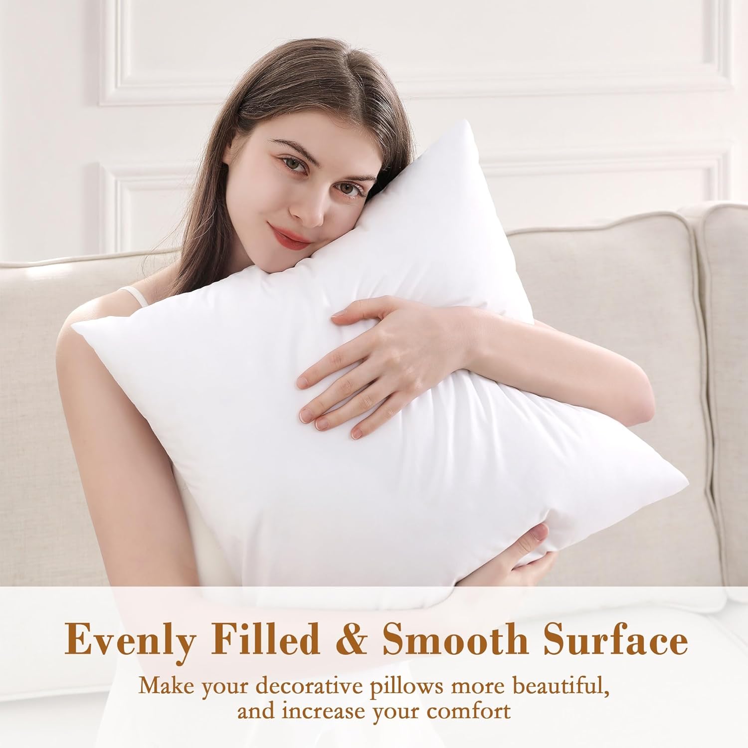 Puredown® Pillow Inserts - Fluffy Down Alternative Square Sham Stuffers | Set of 2, 18x18 Inches