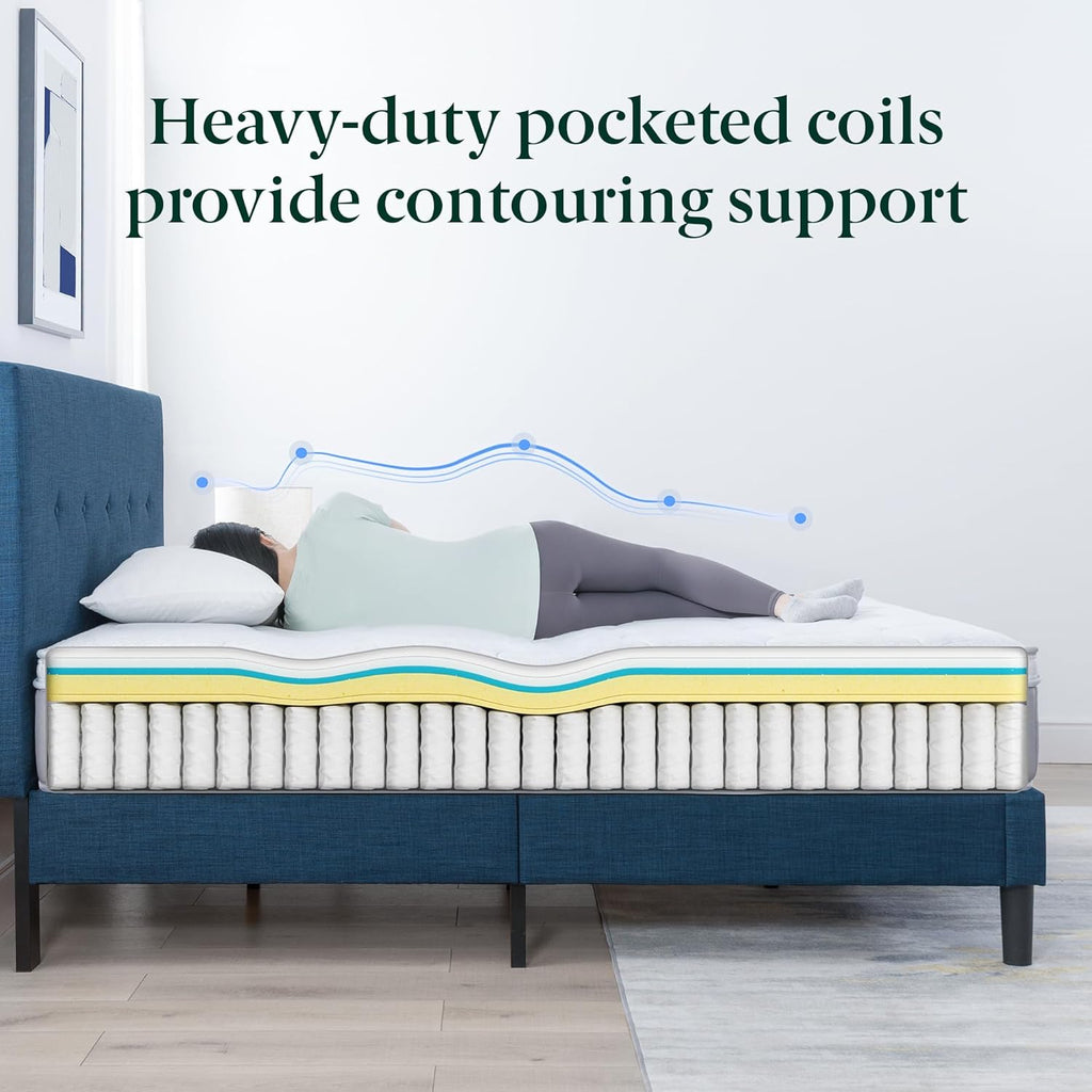Zinus Cool Support 12 Inch Hybrid Mattress - Cooling Gel Memory Foam & Heavy Duty Coils | Queen Size